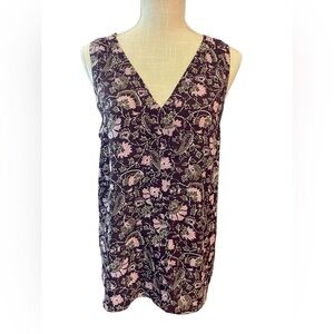 LOFT Pink and Purple Sleeveless Floral Blouse Size Medium